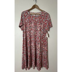 Old Navy Women’s Size XL Red Multi-Color Floral Print Dress Short Sleeve